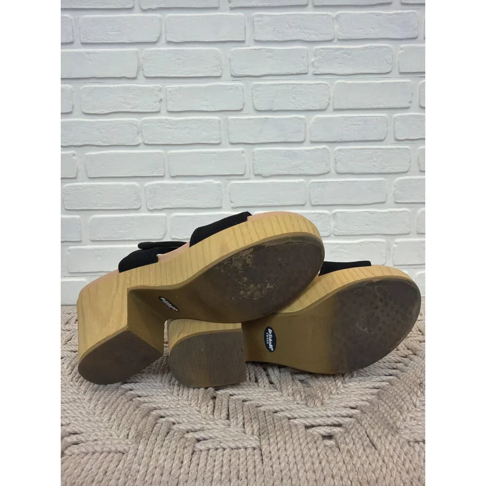 Dr. Scholl's Bayside Platform Sandals Black Suede-Look Size 7.5